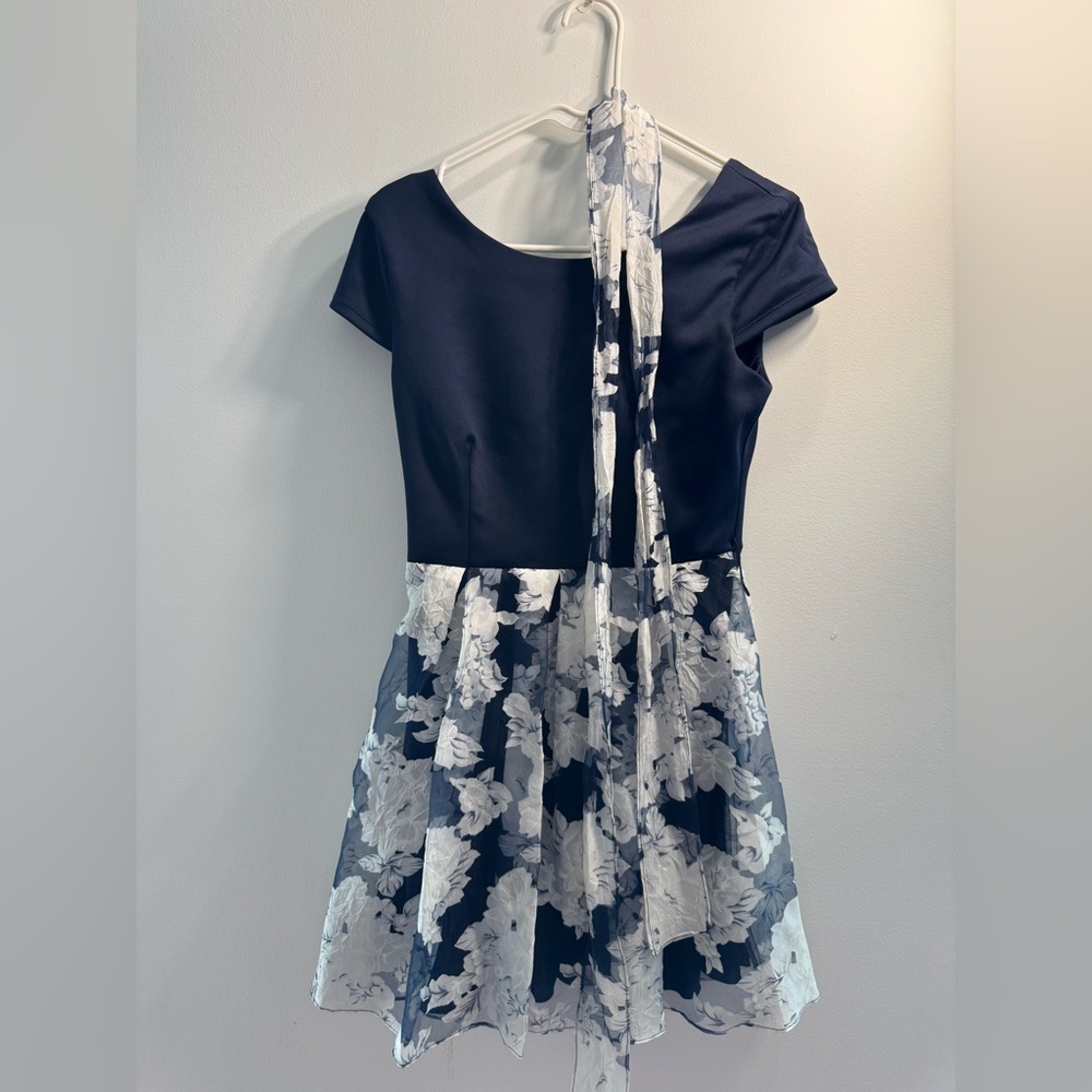 B Darlin Navy Dress with White Accents